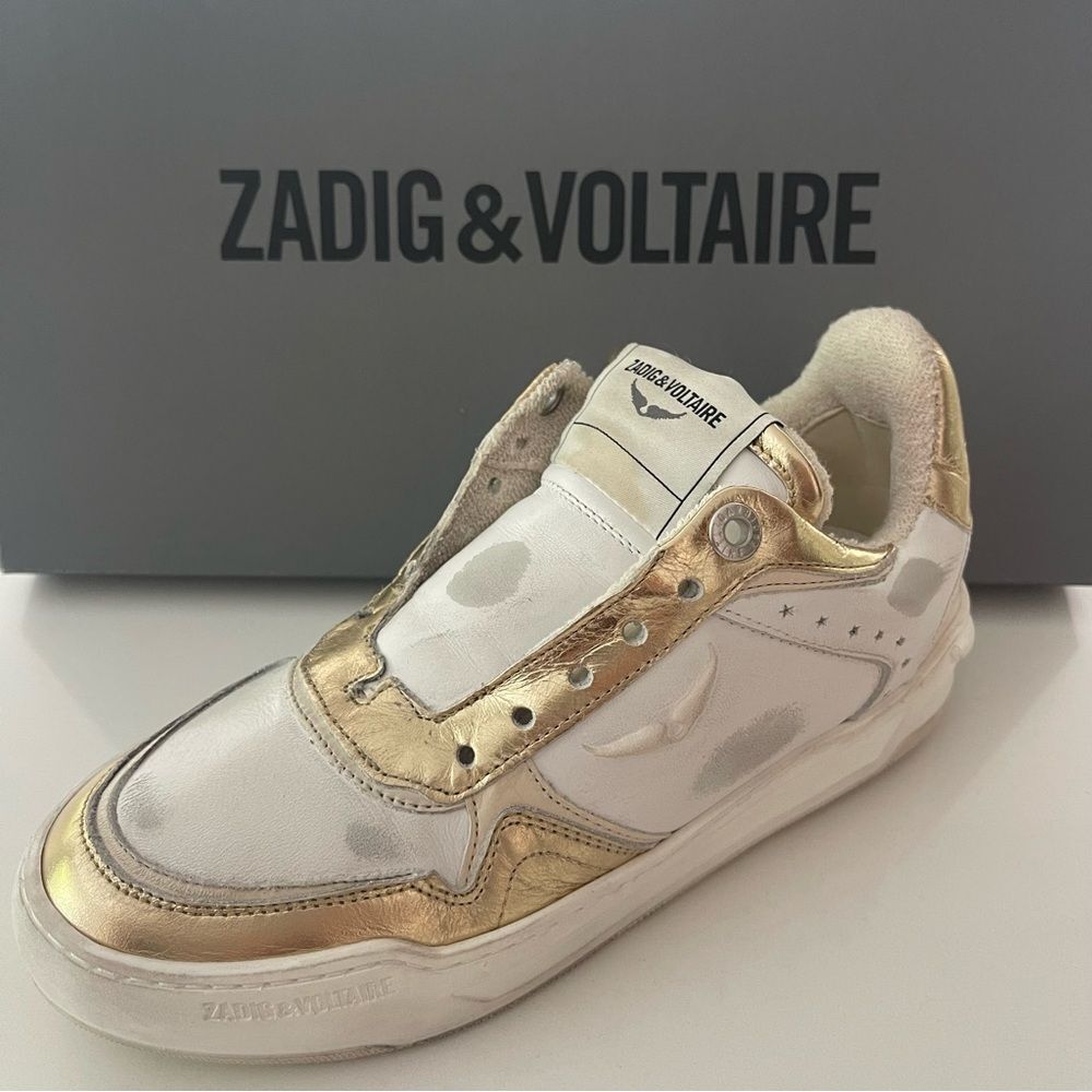 Golden Goose Women's Gold and White Sneakers - Picture 8 of 11